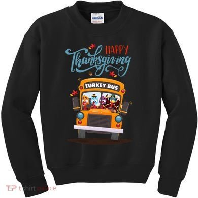 Happy Thanksgiving Fall Turkey School Bus Driver Kids Sweatshirt