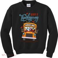 Happy Thanksgiving Fall Turkey School Bus Driver Kids Sweatshirt thumb 0