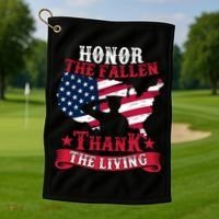 Honor The Fallen Thank The Living Proudly Support Our Troops Gift Golf Towel thumb 1