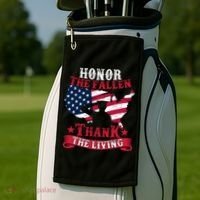 Honor The Fallen Thank The Living Proudly Support Our Troops Gift Golf Towel thumb 2