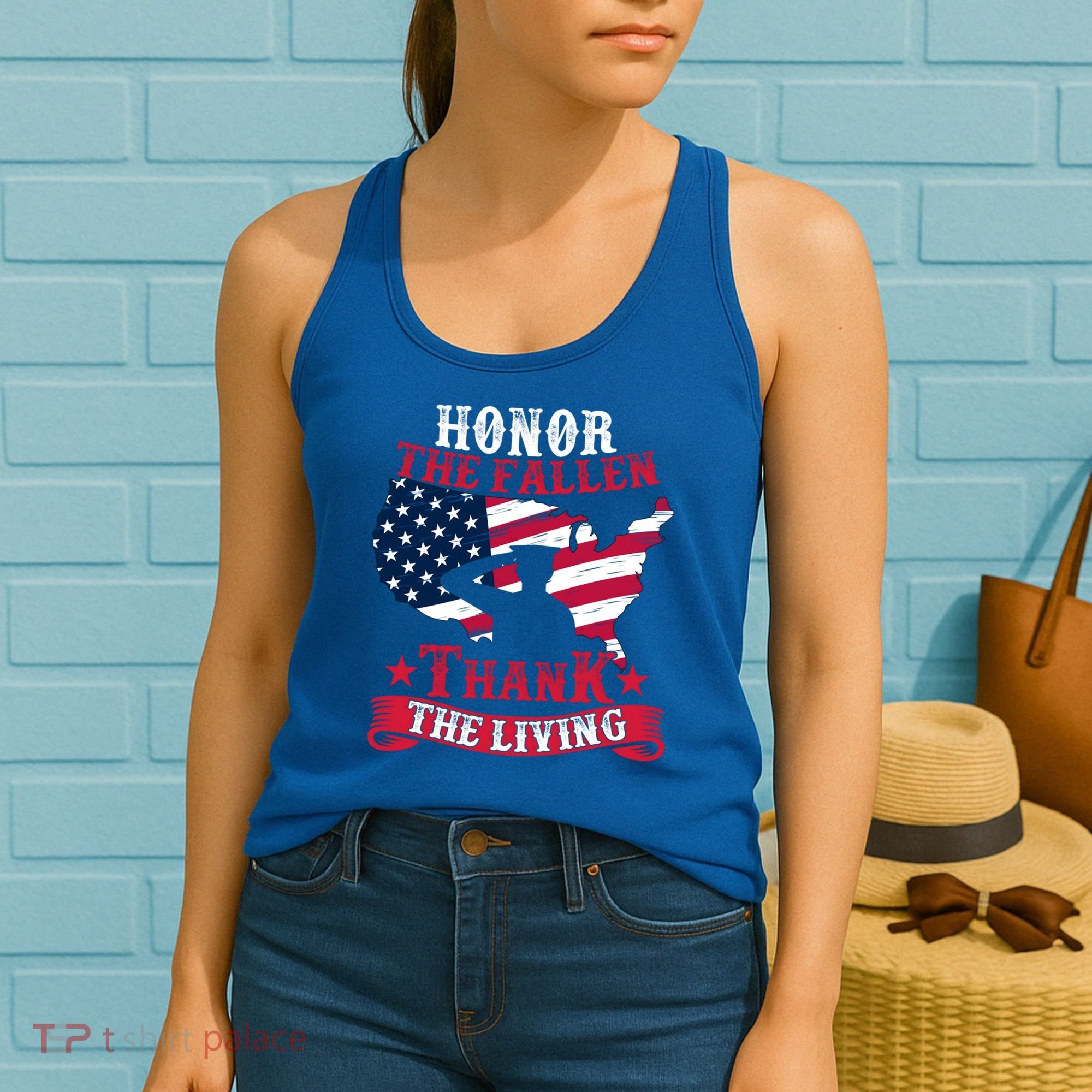 Honor The Fallen Thank The Living Proudly Support Our Troops Gift Women's Tank Top