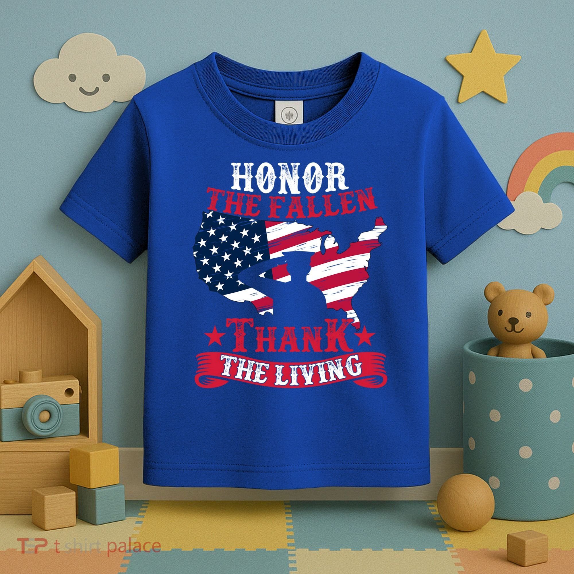 Honor The Fallen Thank The Living Proudly Support Our Troops Gift Toddler T-Shirt