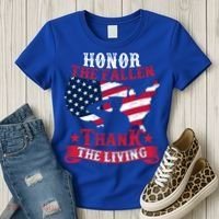Honor The Fallen Thank The Living Proudly Support Our Troops Gift Women's T-Shirt thumb 3
