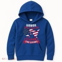 Honor The Fallen Thank The Living Proudly Support Our Troops Gift Kids Hoodie thumb 0