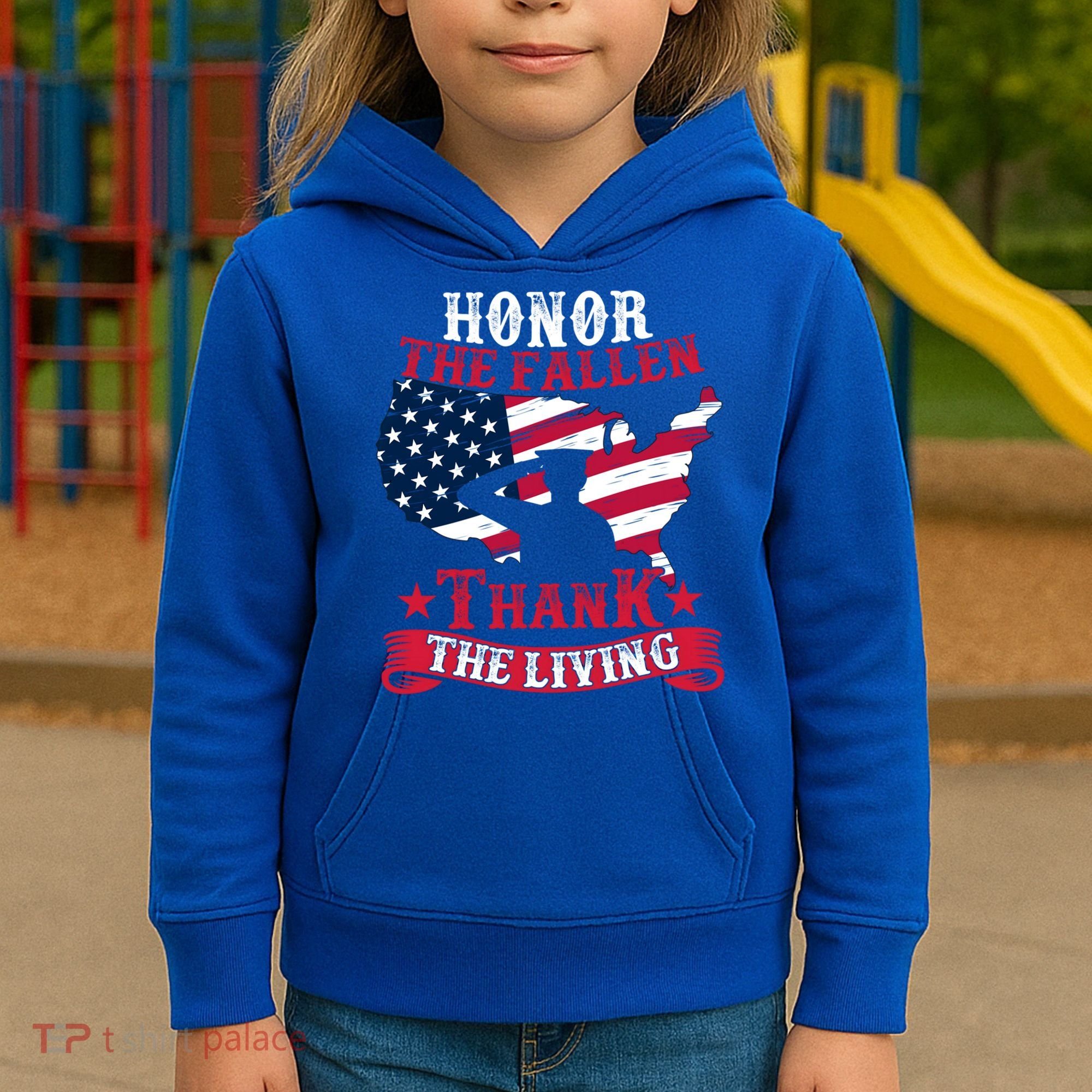 Honor The Fallen Thank The Living Proudly Support Our Troops Gift Kids Hoodie