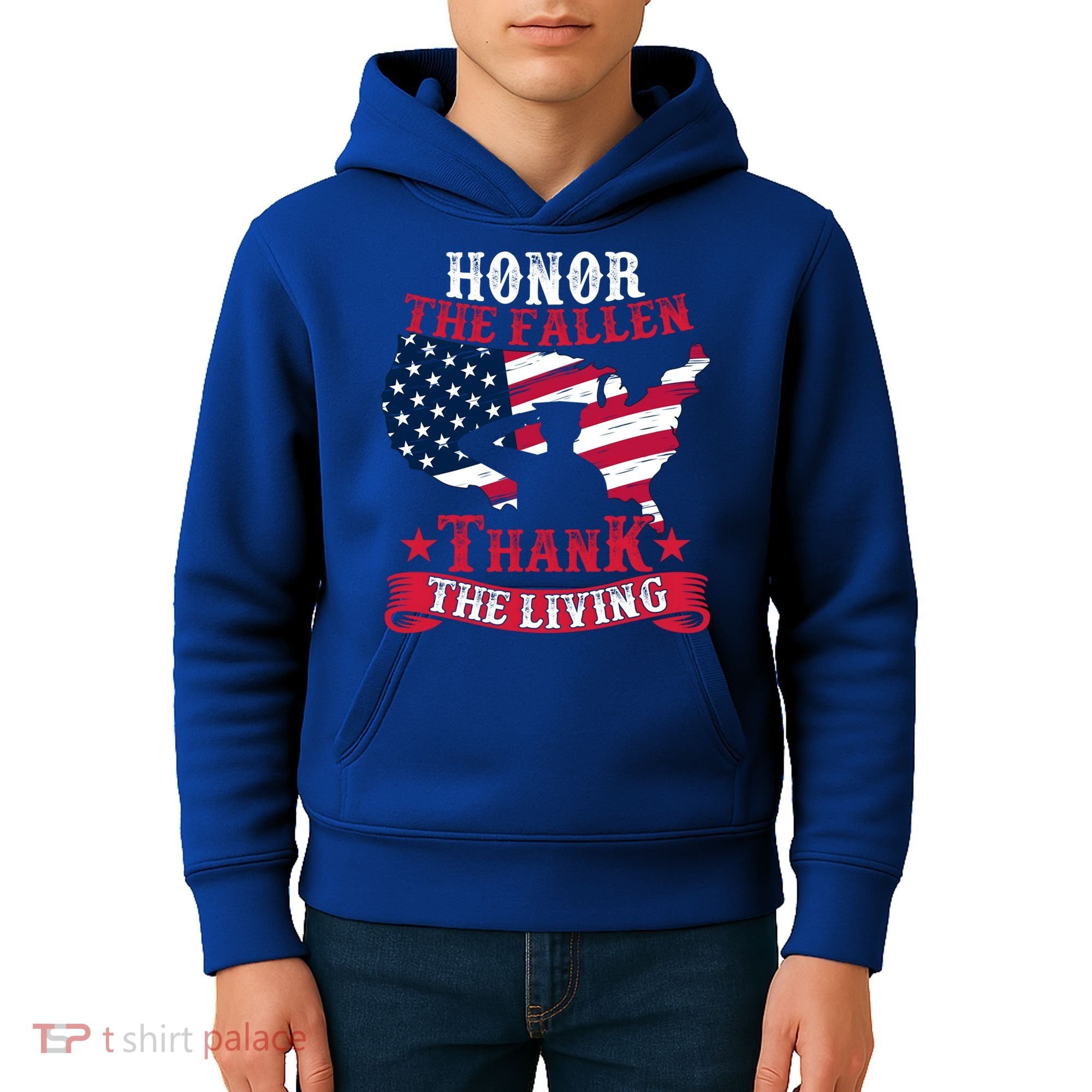 Honor The Fallen Thank The Living Proudly Support Our Troops Gift Kids Hoodie