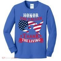 Honor The Fallen Thank The Living Proudly Support Our Troops Gift Kids Long Sleeve Shirt thumb 0