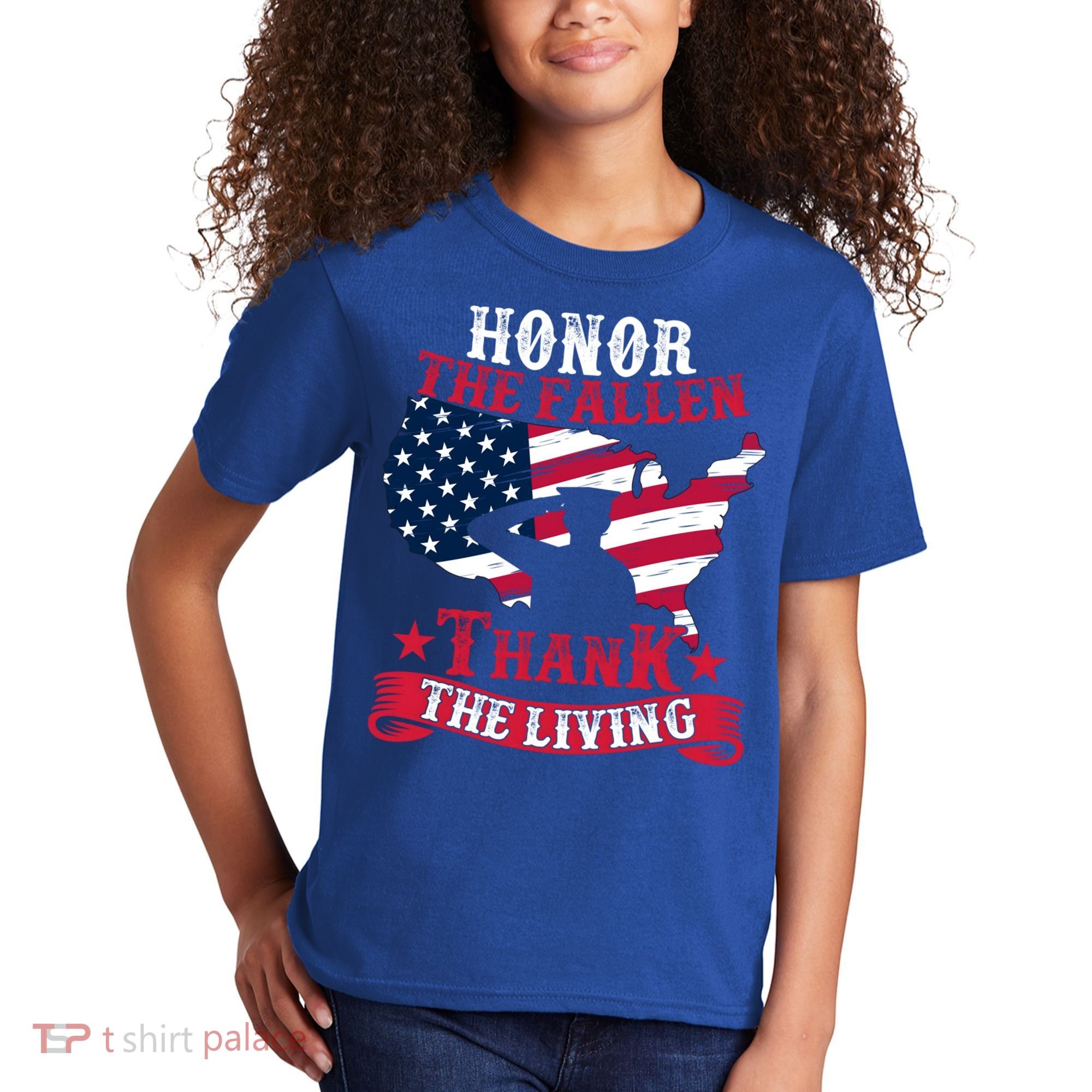 Honor The Fallen Thank The Living Proudly Support Our Troops Gift Kids T-Shirt