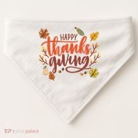 Happy Thanksgiving For Family Holiday USA-Made Doggie Bandana thumb 0