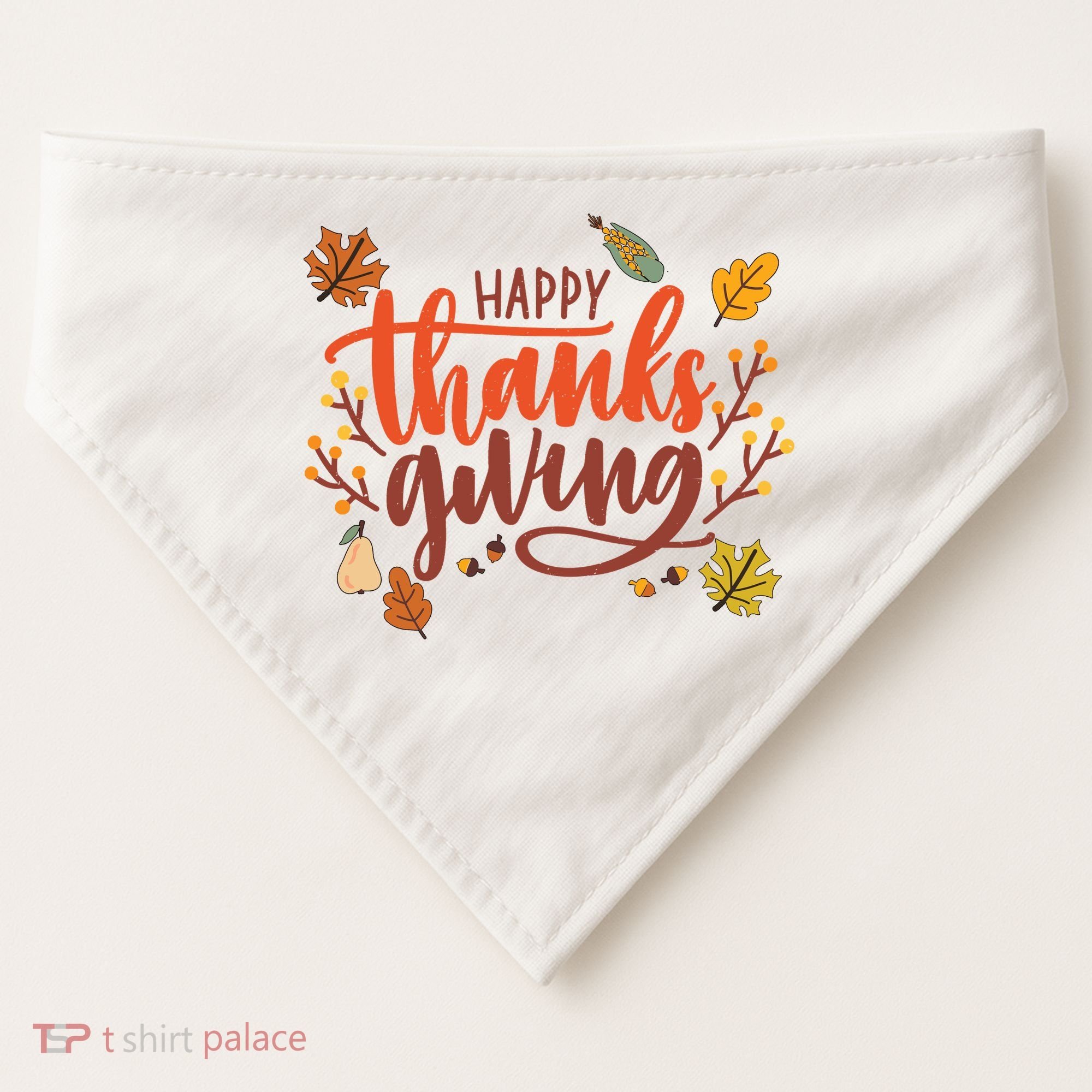 Happy Thanksgiving For Family Holiday USA-Made Doggie Bandana