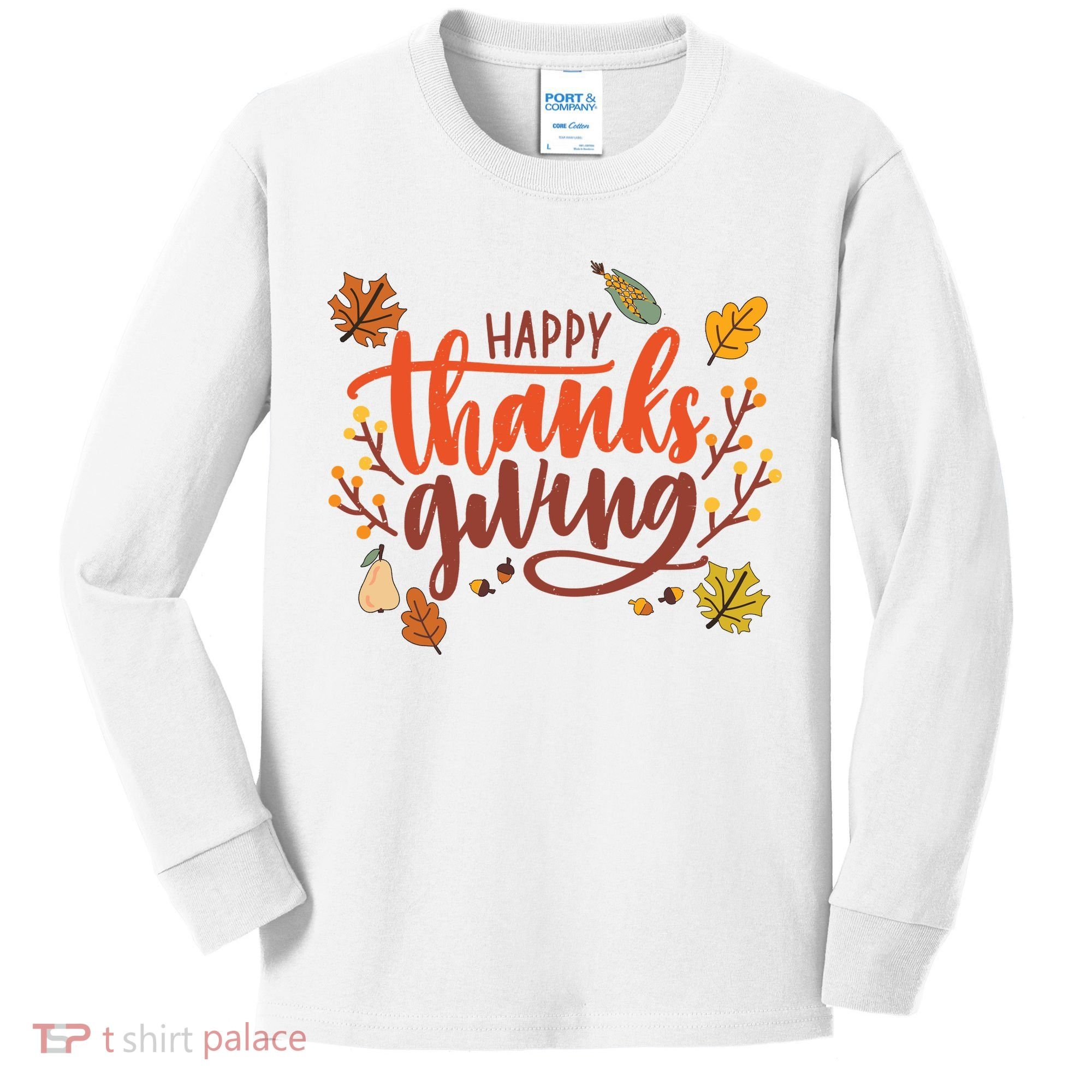 Happy Thanksgiving For Family Holiday Kids Long Sleeve Shirt