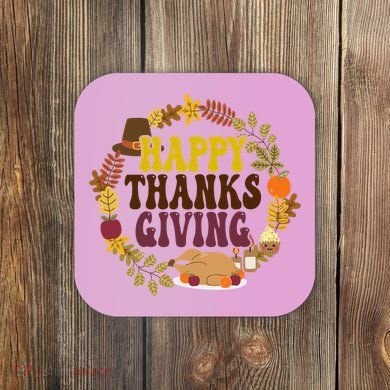 Happy Thanksgiving Fall Holiday Coaster