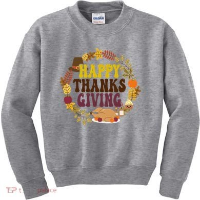 Happy Thanksgiving Fall Holiday Kids Sweatshirt