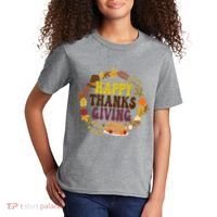 Happy Thanksgiving Fall Holiday Kids T-Shirt thumb 2