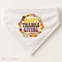Happy Thanksgiving Fall Holiday USA-Made Doggie Bandana thumb 0
