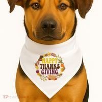 Happy Thanksgiving Fall Holiday USA-Made Doggie Bandana thumb 1