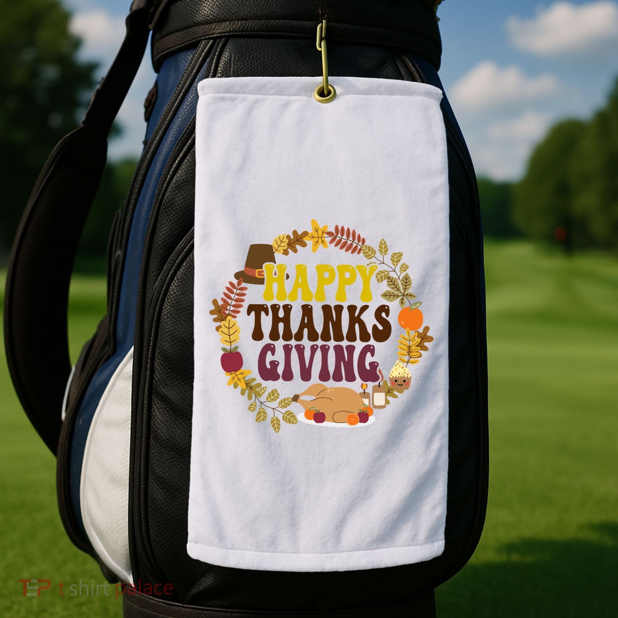 Happy Thanksgiving Fall Holiday Golf Towel