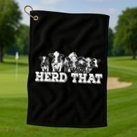 Herd That Funny Cow Lover Farmer Gift Golf Towel thumb 1