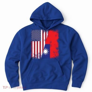 Half Taiwanese Flag Vintage Taiwan Usa Gift Great Gift Hoodie