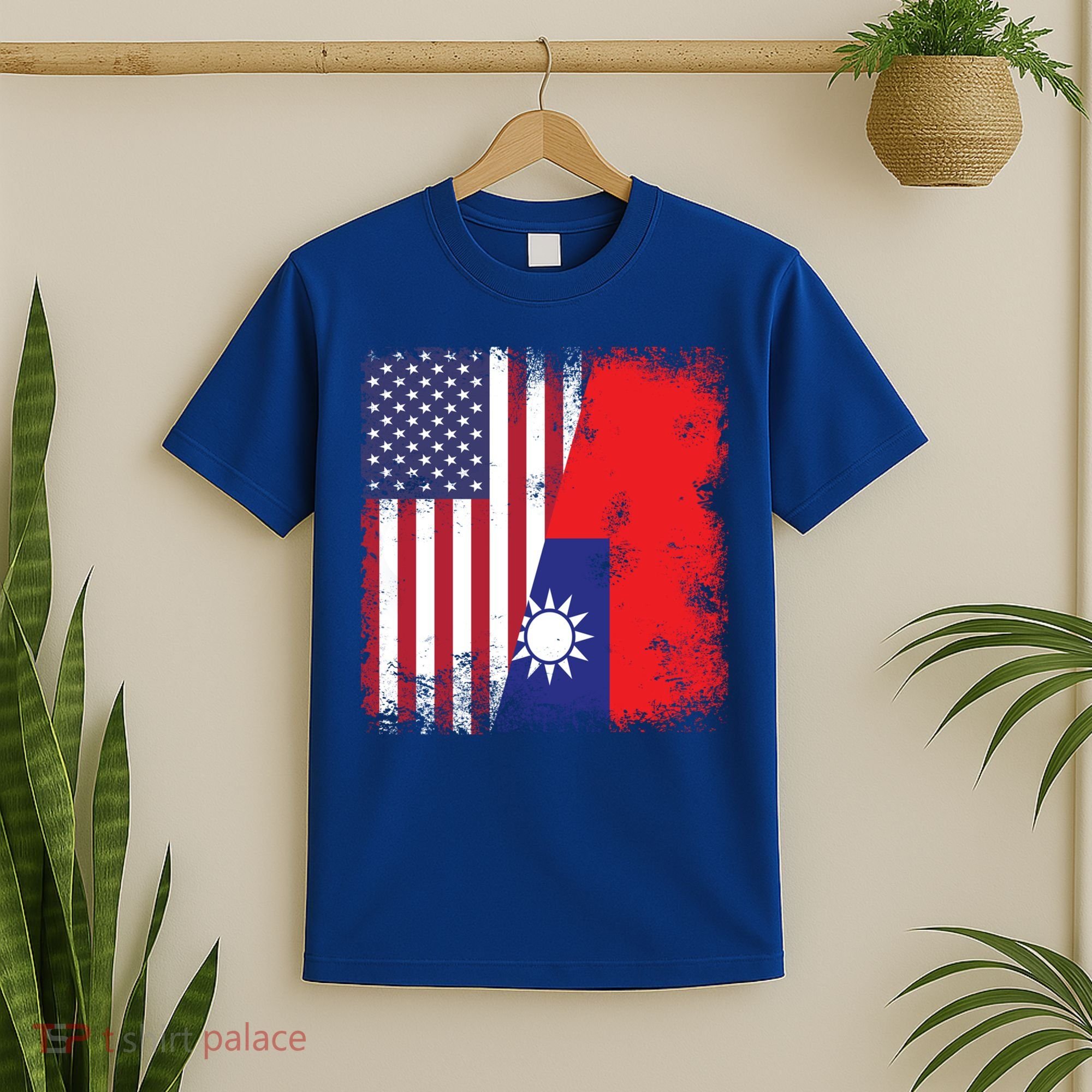 Half Taiwanese Flag Vintage Taiwan Usa Gift Great Gift T-Shirt