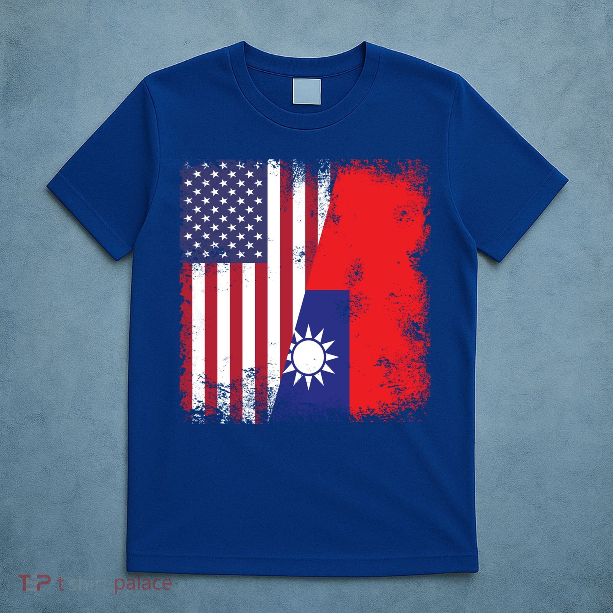 Half Taiwanese Flag Vintage Taiwan Usa Gift Great Gift T-Shirt