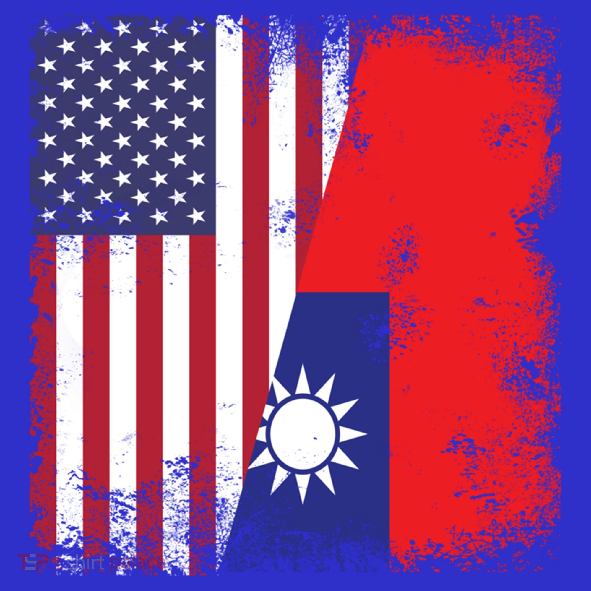 Half Taiwanese Flag Vintage Taiwan Usa Gift Great Gift T-Shirt