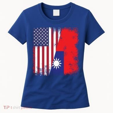 Half Taiwanese Flag Vintage Taiwan Usa Gift Great Gift Women's T-Shirt