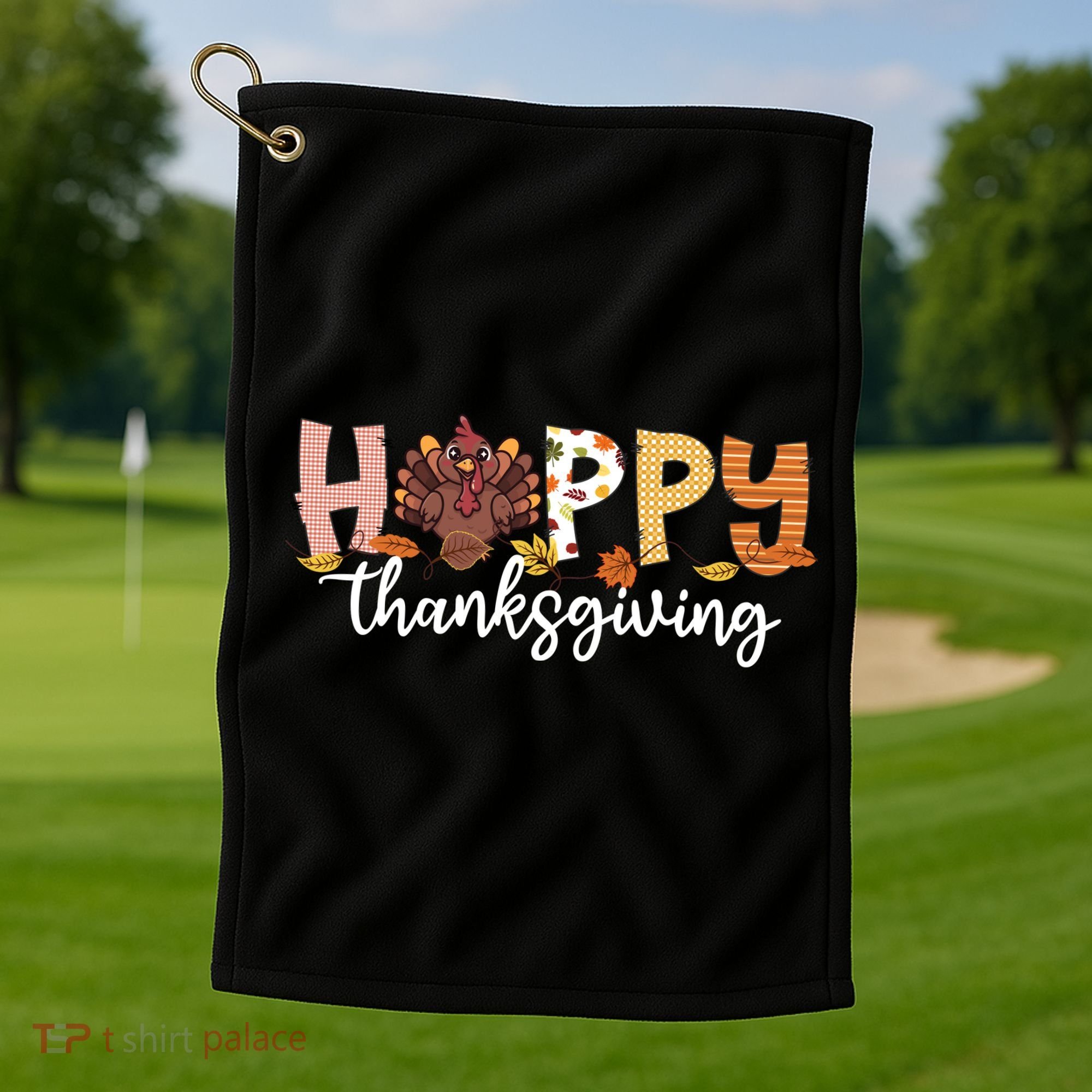 Happy Thanksgiving Fall Turkey Golf Towel