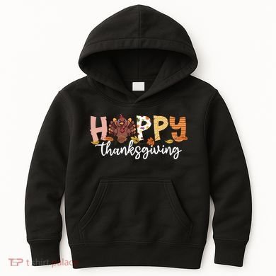Happy Thanksgiving Fall Turkey Kids Hoodie