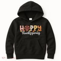 Happy Thanksgiving Fall Turkey Kids Hoodie thumb 0