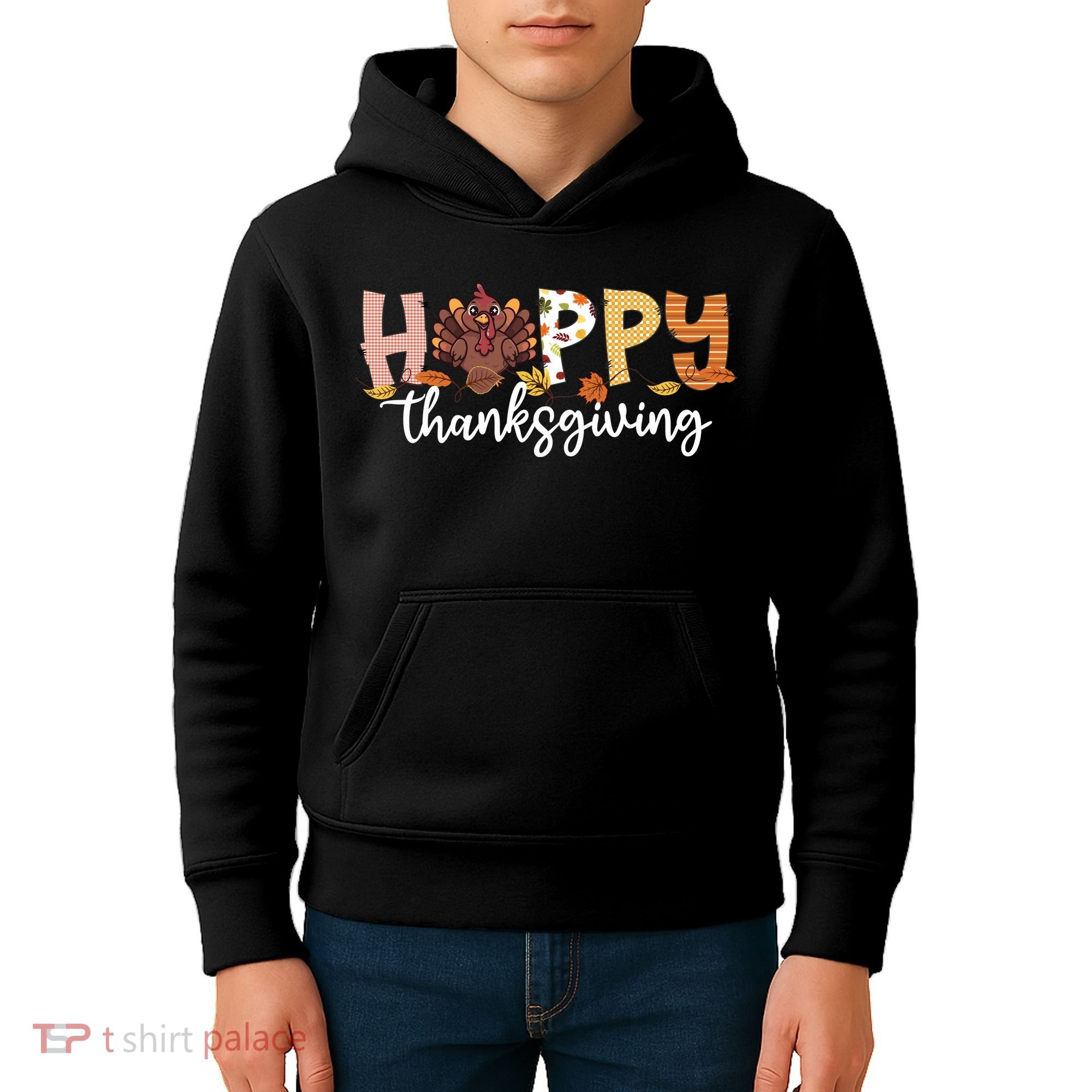 Happy Thanksgiving Fall Turkey Kids Hoodie