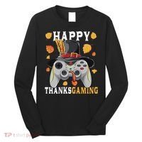 Happy Thanksgaming Funny Cute Thanksgiving Gamer Long Sleeve Shirt thumb 0