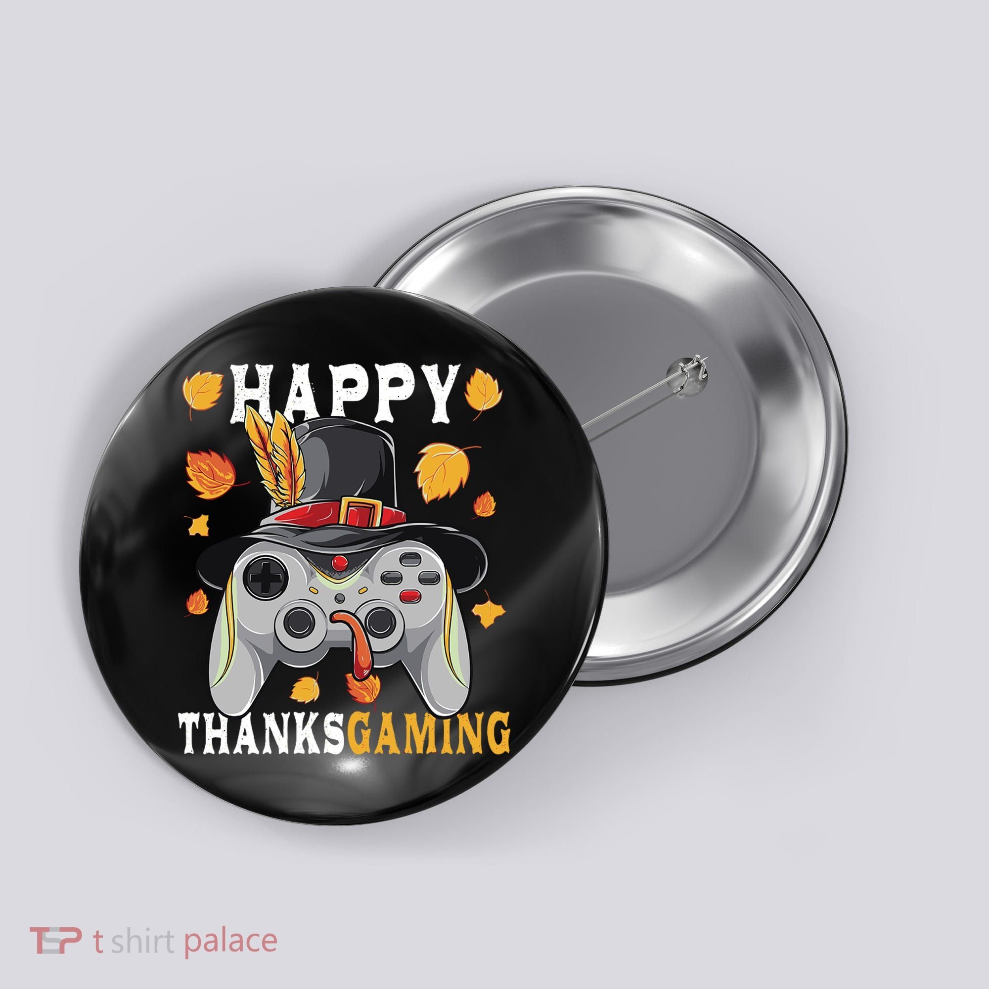 Happy Thanksgaming Funny Cute Thanksgiving Gamer Button