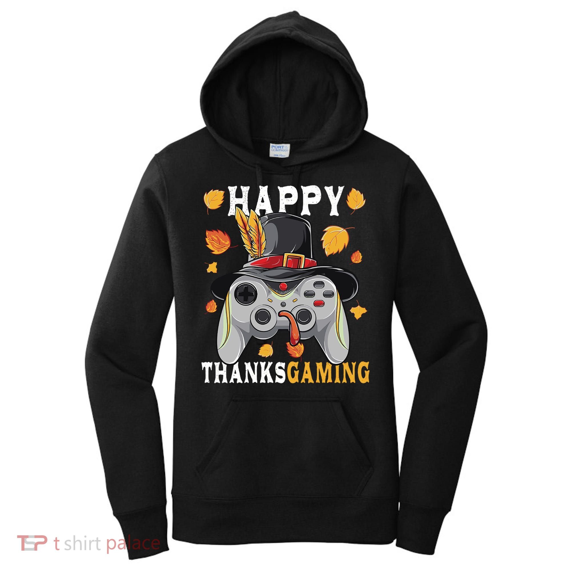 Happy Thanksgaming Funny Cute Thanksgiving Gamer Women's Hoodie