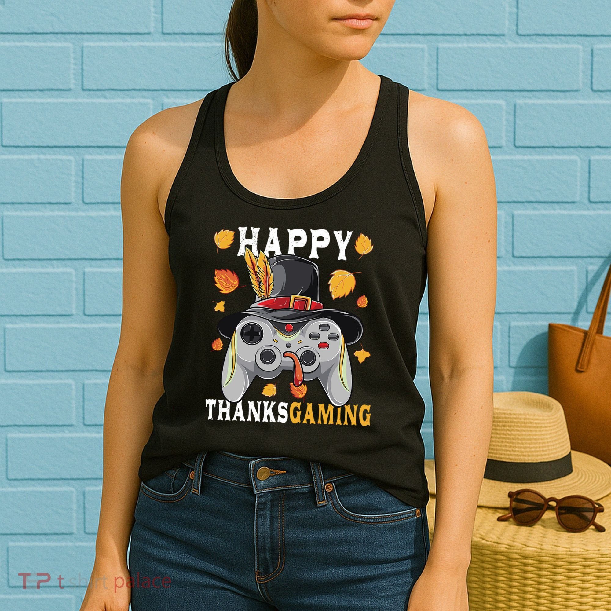 Happy Thanksgaming Funny Cute Thanksgiving Gamer Women's Tank Top