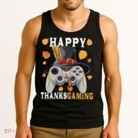 Happy Thanksgaming Funny Cute Thanksgiving Gamer Tank Top thumb 3