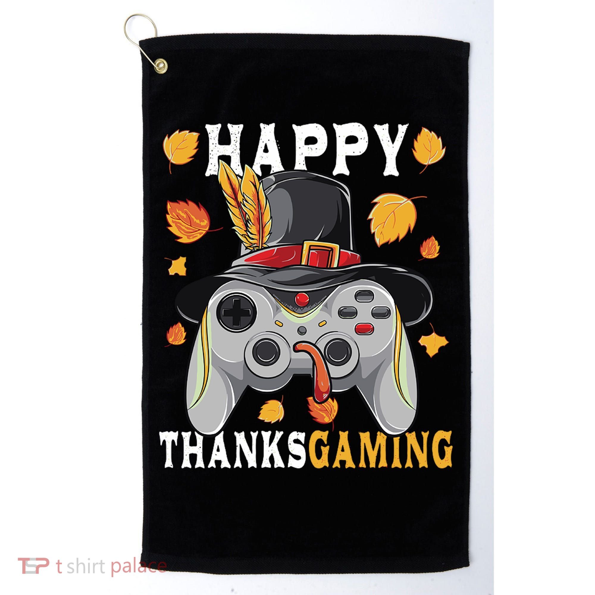 Happy Thanksgaming Funny Cute Thanksgiving Gamer Golf Towel