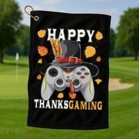 Happy Thanksgaming Funny Cute Thanksgiving Gamer Golf Towel thumb 1
