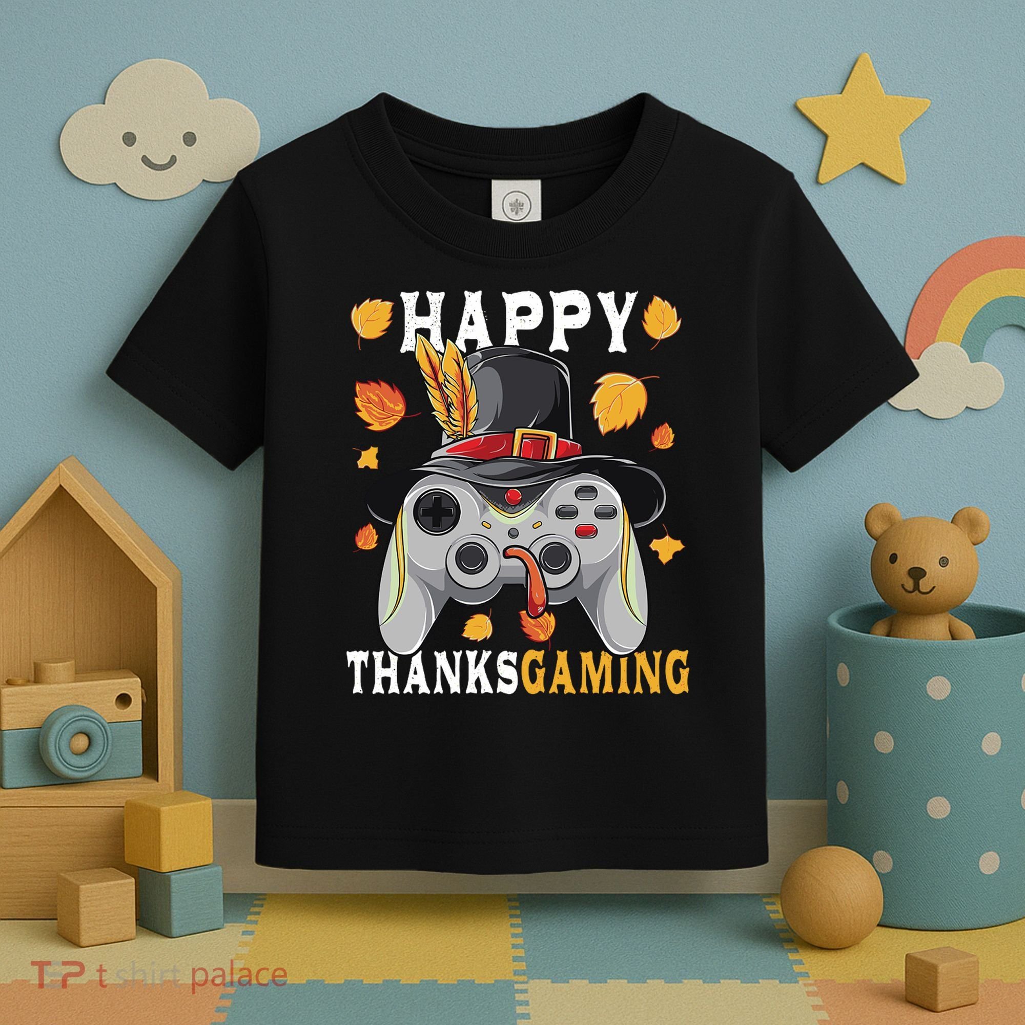 Happy Thanksgaming Funny Cute Thanksgiving Gamer Toddler T-Shirt