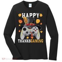 Happy Thanksgaming Funny Cute Thanksgiving Gamer Women's Long Sleeve Shirt thumb 0