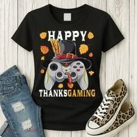 Happy Thanksgaming Funny Cute Thanksgiving Gamer Women's T-Shirt thumb 3