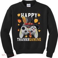 Happy Thanksgaming Funny Cute Thanksgiving Gamer Kids Sweatshirt thumb 0