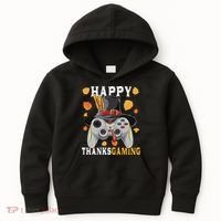 Happy Thanksgaming Funny Cute Thanksgiving Gamer Kids Hoodie thumb 0