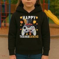 Happy Thanksgaming Funny Cute Thanksgiving Gamer Kids Hoodie thumb 3