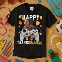 Happy Thanksgaming Funny Cute Thanksgiving Gamer Kids T-Shirt thumb 3