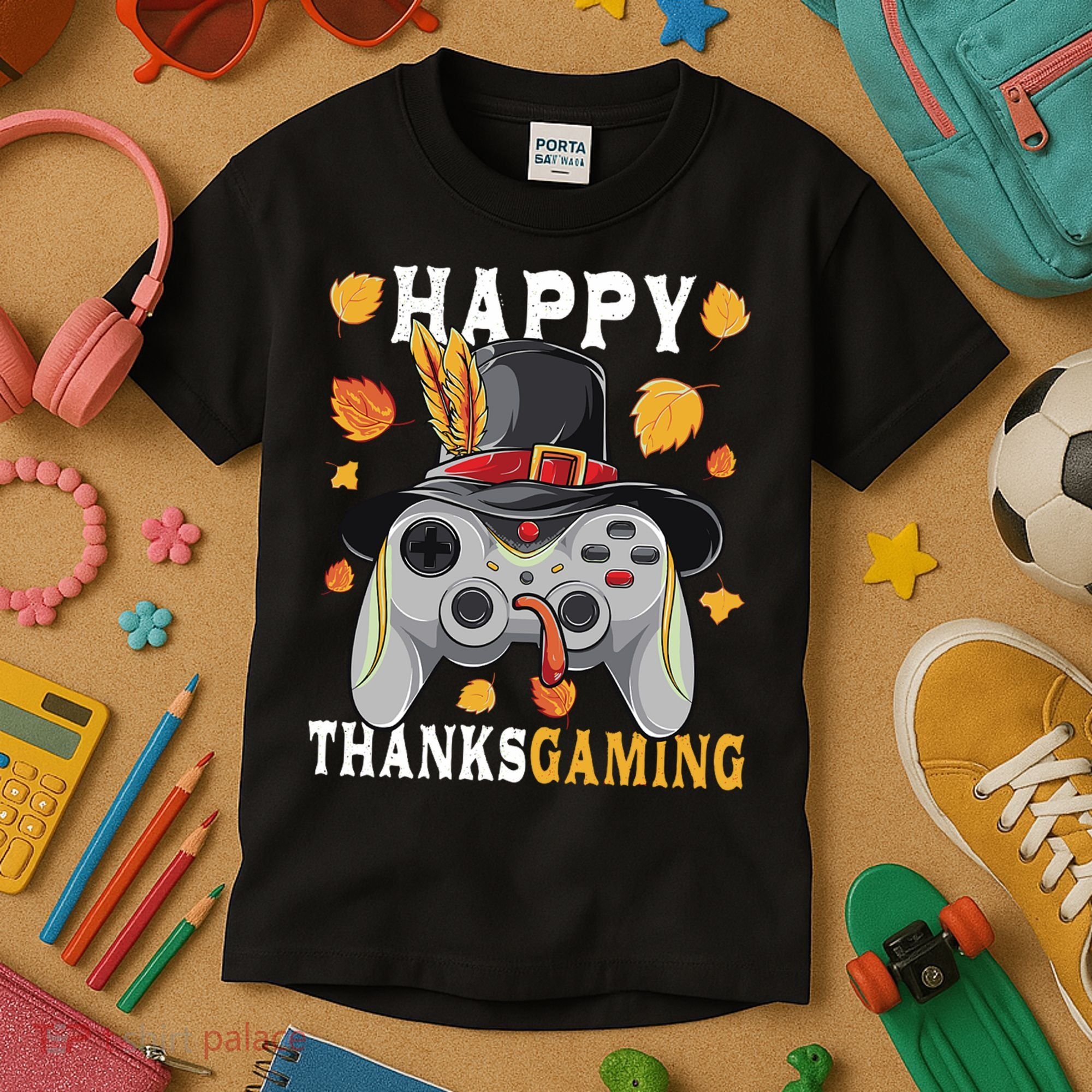 Happy Thanksgaming Funny Cute Thanksgiving Gamer Kids T-Shirt