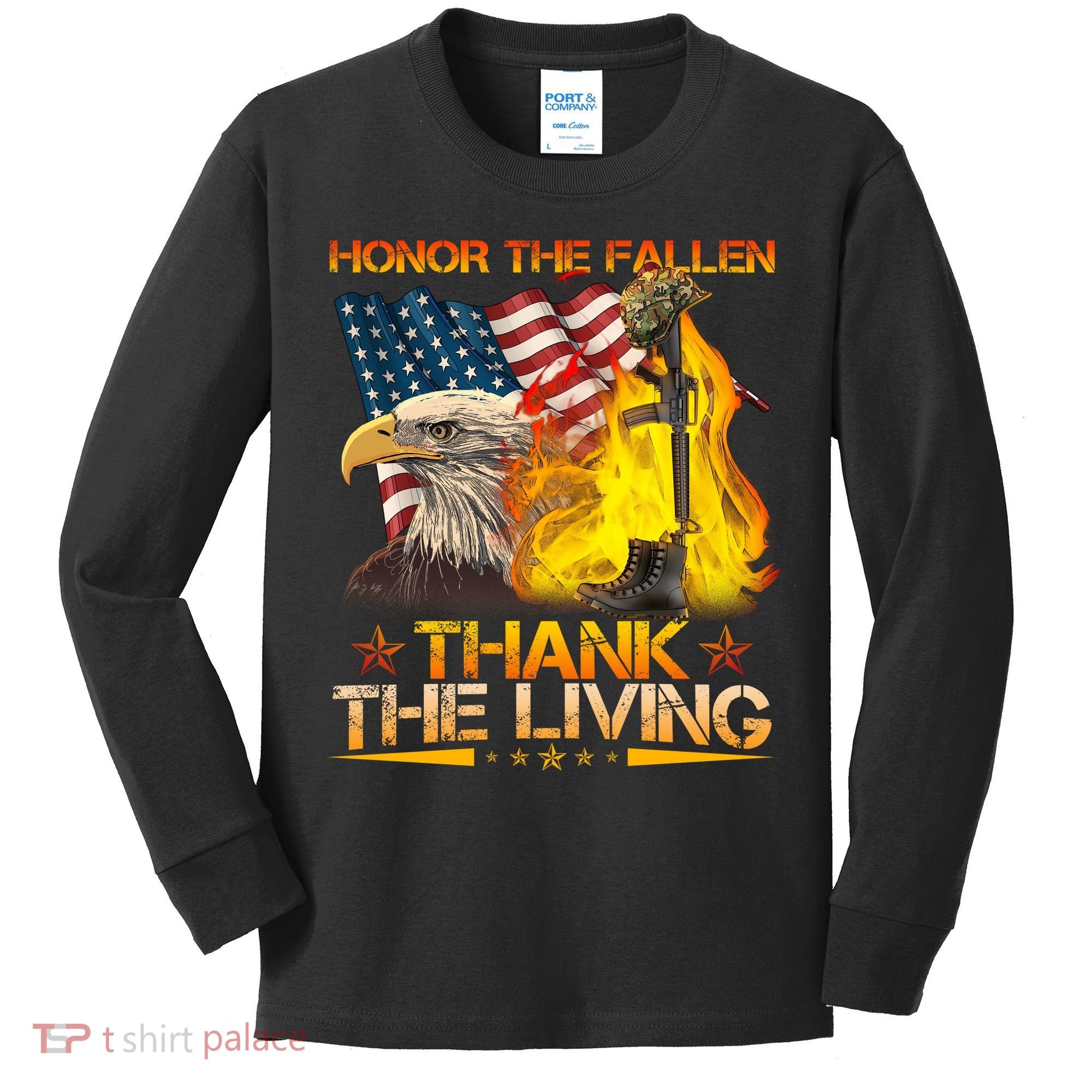 Honor The Fallen Thank The Living Memorial Day Kids Long Sleeve Shirt