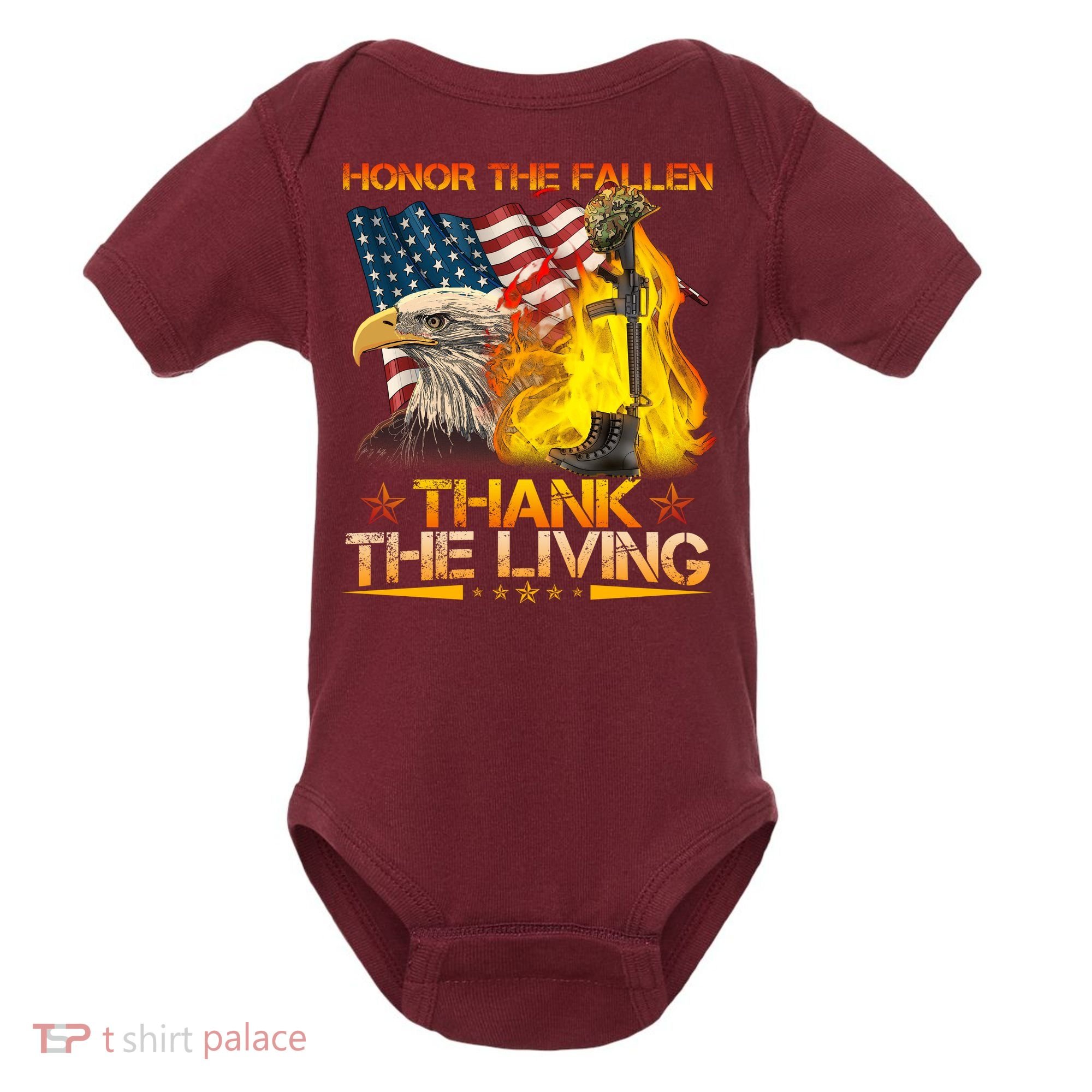 Honor The Fallen Thank The Living Memorial Day Baby Bodysuit