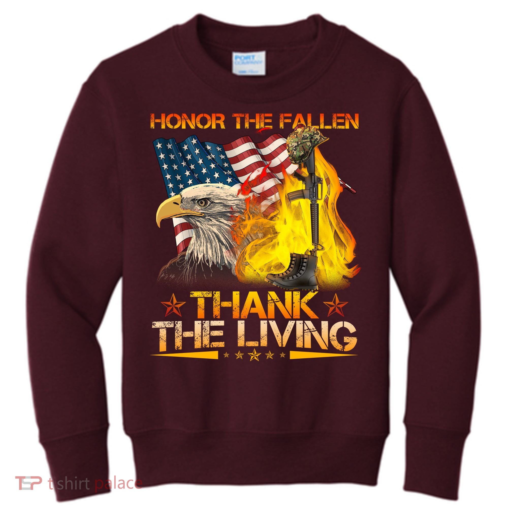 Honor The Fallen Thank The Living Memorial Day Kids Sweatshirt