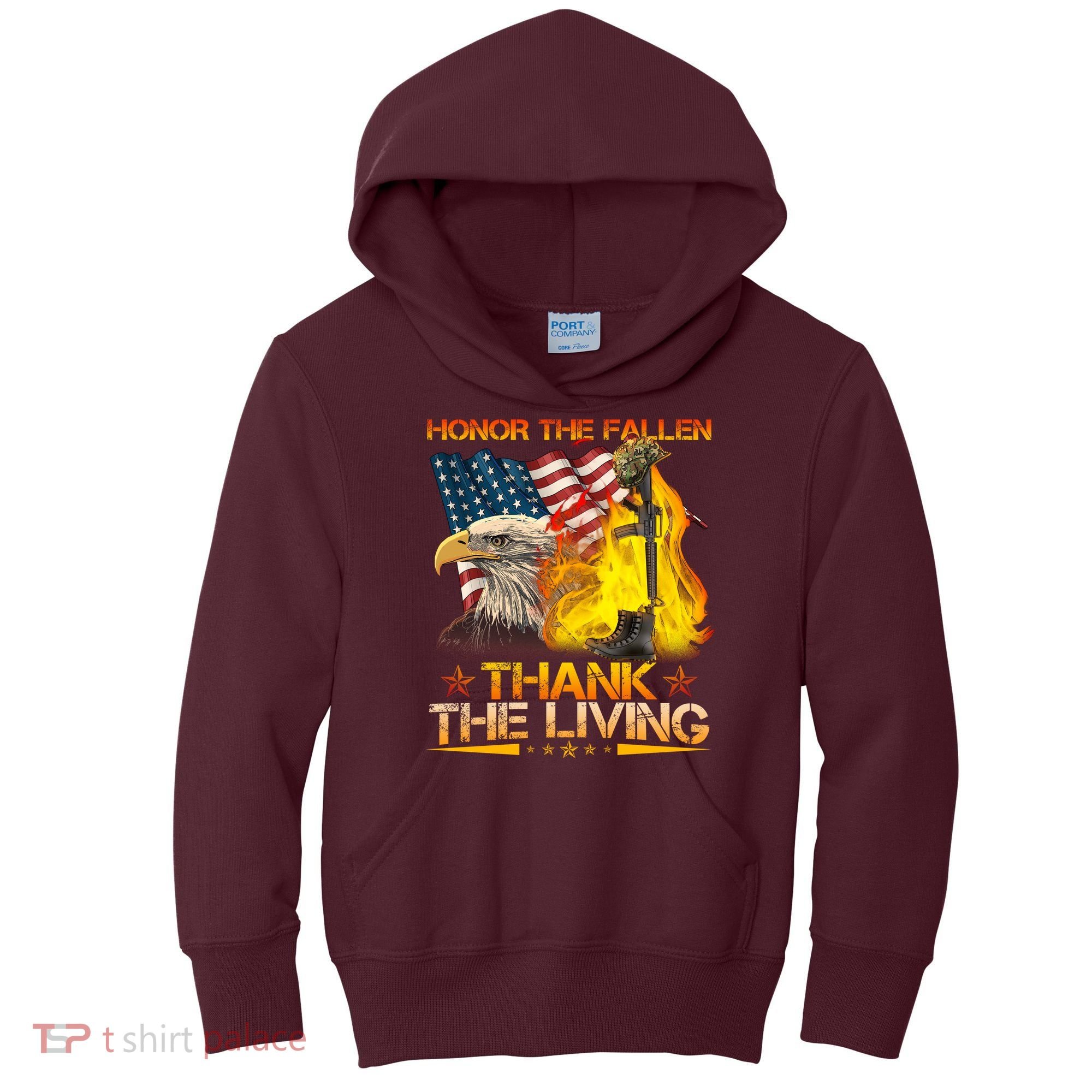 Honor The Fallen Thank The Living Memorial Day Kids Hoodie